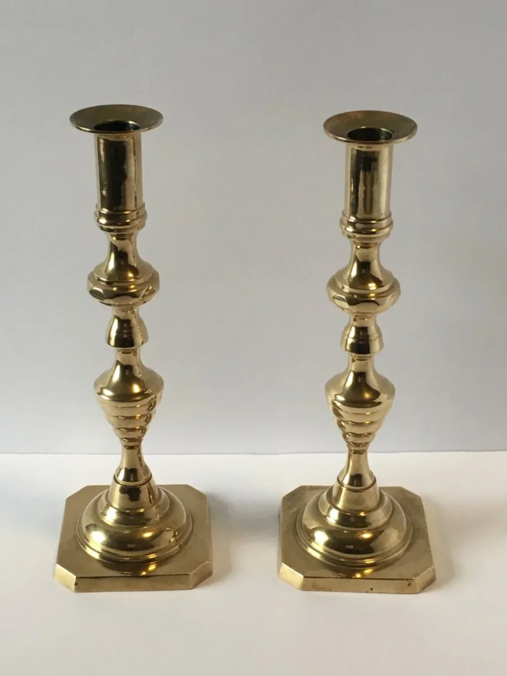 Vintage Brass Candlesticks Tapered Candle Holders a Pair Modern Cottagecore